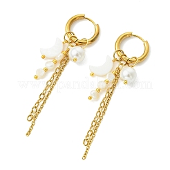 Orecchini a cerchio in conchiglie d'acqua dolce naturali&nbsp;EJEW-JE07145-02