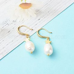 Orecchino pendente con perle di perle naturali di grado b&nbsp;EJEW-JE04591-01