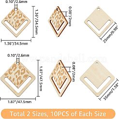 20 pendentif creux en bois de 2 styles&nbsp;WOOD-FH0001-98