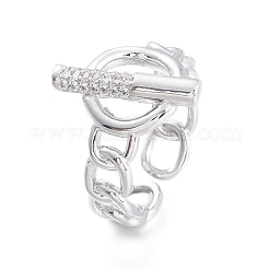 Messing Micro Pave klare Manschettenringe aus Zirkonia&nbsp;RJEW-F103-03-P