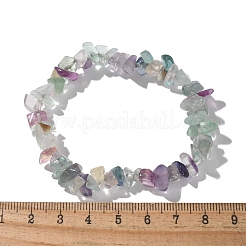 Chips di braccialetti elasticizzati in fluorite naturale&nbsp;X-BJEW-JB01826-01