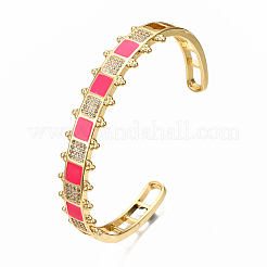 Bracciale in ottone con micro pavé di zirconi trasparenti&nbsp;BJEW-N302-006E-NF