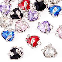 18 Stück 6 Farben Legierung Glas Charms&nbsp;FIND-TA0009-91P