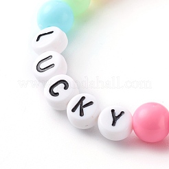 4 pièces 4 styles de bracelets de perles extensibles acryliques opaques ronds pour enfants&nbsp;BJEW-JB06227