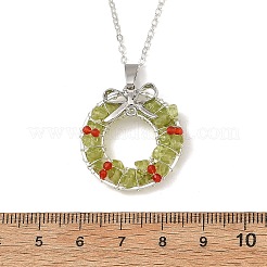 Colliers avec pendentif en verre transparent et éclat de péridot naturel&nbsp;NJEW-TA00274