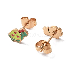 Boucles d'oreilles à tige en acier inoxydable 304 avec placage ionique (IP) et émail&nbsp;EJEW-M262-01G