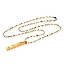 Collane con ciondolo rettangolare a catena a sfere in acciaio inossidabile 304&nbsp;NJEW-K273-05G