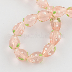 Abalorios de fresa 3D hechos a mano de lampwork&nbsp;LAMP-R109B-16
