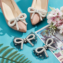 4 Stück 2 Stile Bowknot Polyester Strass Schuhdekorationen&nbsp;AJEW-HY0001-79