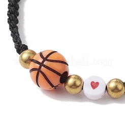 Armband aus geflochtenen Perlen aus Acyl und Legierung mit Sportmotiv&nbsp;BJEW-JB10122-04