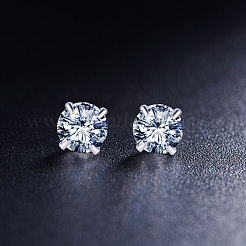 Orecchini a bottone a quattro punte in argento sterling placcato rodio&nbsp;JE420A-01