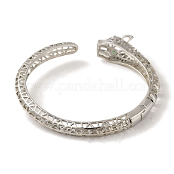 Bracelet en laiton pavé de zircons cubiques transparents et verts&nbsp;BJEW-K246-20D-P