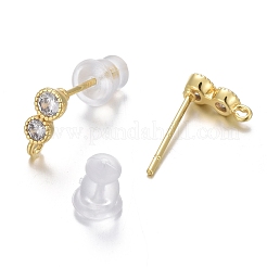 Messing Mikro pave klar Zirkonia Ohrstecker Zubehör&nbsp;ZIRC-L098-044G