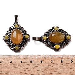 Pendentifs en losange de jade blanc naturel teint&nbsp;G-K363-02R-11
