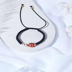 1 bracelet de perles tressées en alliage et acrylique sur le thème du sport&nbsp;BJEW-LP0003-23B