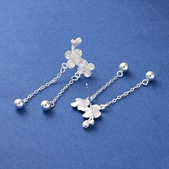999 feine silberne Blumen-Ohrstecker&nbsp;EJEW-P296-12S
