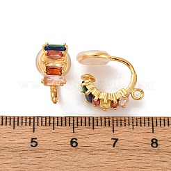 Messing Micro Pave bunte Zirkonia Clip-on Ohrring Zubehör&nbsp;KK-K382-37G