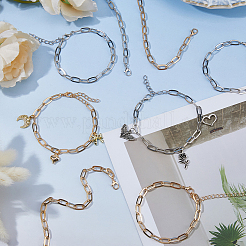 70 Stück 2 Farben Eisen Büroklammer Kette Armbänder für Frauen&nbsp;BJEW-DC0001-25