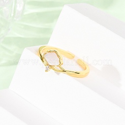 Manschettenringe aus Messing mit Mikropavé-Zirkonia für Damen&nbsp;RJEW-K309-39A-G