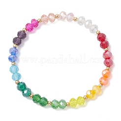 Pulseras elásticas de cuentas de vidrio electrochapadas de chakras para mujer&nbsp;BJEW-JB12803