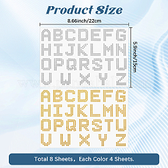 8 foglio di 2 lettere in stile A~Z con strass hotfix in acrilico&nbsp;DIY-CP0012-54B