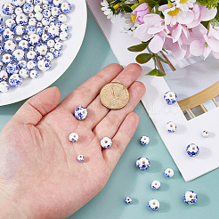 100 unidad de cuentas de porcelana con estampado floral de 4 colores&nbsp;PORC-DC0001-16B