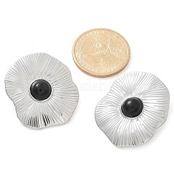 Pendientes naturales de obsidiana&nbsp;EJEW-A118-08P