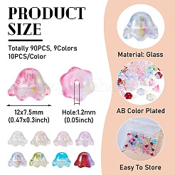 90 Stück 9 Farben galvanisieren transparente Glasperlen&nbsp;EGLA-TA0013-26