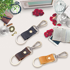 3 porte-clés 3 couleurs en cuir de vache et alliage&nbsp;KEYC-CL0001-22