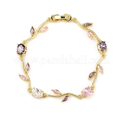 Messing-Mikropavé-Kubikzirkonia-Gliederarmbänder für Damen&nbsp;BJEW-H209-03G
