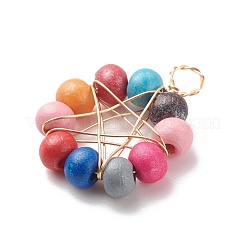 Pendentifs perles rondes en bois naturel&nbsp;PALLOY-JF01763-01