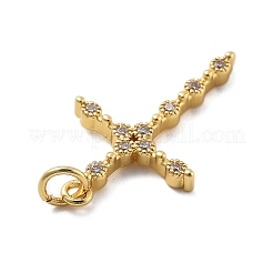 Vrais pendentifs en laiton plaqué 18k or véritable micro pavé zircone cubique&nbsp;KK-L209-101G-02