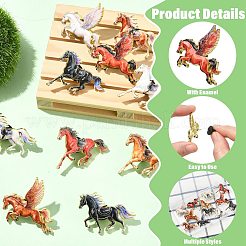 12 pieza de 12 estilos de alfileres de solapa de aleación de esmalte de caballo&nbsp;JEWB-CJ0003-66