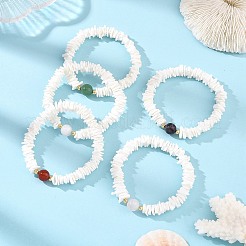 Ohrringe und Armbänder aus quadratischen Heishi-Perlen aus natürlichen Muscheln&nbsp;SJEW-JS01388