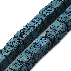 Galvanisierte natürliche Lavasteinperlenstränge&nbsp;G-Q1009-B01-01