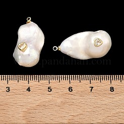 Pendentifs en laiton et perle sertis de micro-pavés de zircone cubique&nbsp;KK-H259-13C-G01