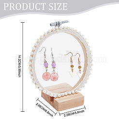 Présentoirs de boucle d'oreille en tissu de dentelle en bois rond rétro&nbsp;EDIS-WH0029-82