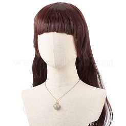 Collares con colgante de corazón de labradorita natural envuelto en alambre de cobre&nbsp;NJEW-JN03971-03