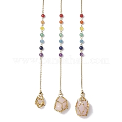 3 pièce 3 styles 304 chaîne en acier inoxydable pochette en macramé support de pierre vide pendules de radiesthésie&nbsp;HJEW-JM02325-01