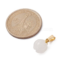 Breloques citrouille en jade blanc naturel avec fermoirs à pression en acier inoxydable 304 doré&nbsp;PALLOY-JF02349-03