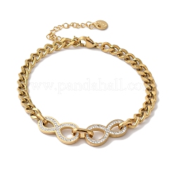 Bracelet en acier inoxydable 304 avec micro pavé de zircones cubiques&nbsp;BJEW-C070-02G