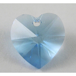 Österreichischen Kristall-Perlen, Muttertag Schmuckherstellung, Herz, Aquamarin, 10 mm lang, 5 mm dick. Loch: 1 mm