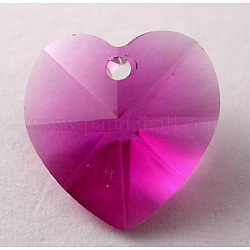 Austrian Crystal Beads, Mother's Day Jewelry Making, Faceted Heart, Medium Violet Red, AB, 5mm thick, hole: 1mm