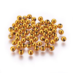 Ccb Kunststoff-Perlen, Runde, golden, 8x7.5 mm, Bohrung: 2.5 mm, ca. 180 Stk. / Beutel