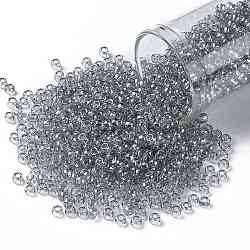 TOHO Round Seed Beads, Japanese Seed Beads, (112) Transparent Luster Black Diamond, 8/0, 3mm, Hole: 1mm, about 1110pcs/50g
