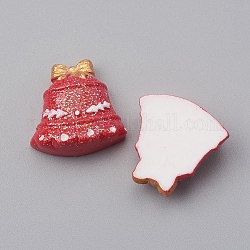Cabochons en résine opaque, pour la fabrication de bijoux, Noël Bell, rouge, 23x23x8mm