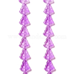 Chapelets de perles en verre transparent, arbres de Noël, violette, 15.5~16x14.5~15x4.5~5mm, Trou: 1mm, Environ 40 pcs/chapelet, 25.20~25.59 (64~65 cm)