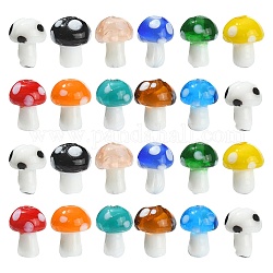 55 pz 11 colori perline di lampwork fatte a mano a forma di fungo, colore misto, 12.5~14x10~11mm, Foro: 1.5 mm, 5 pz / colore