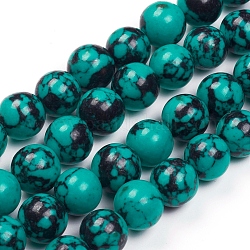 Chapelets de perles en turquoise synthétique, teinte, ronde, dark cyan, 14mm, Trou: 1mm, Environ 28 pcs/chapelet, 15.7 pouce (40 cm)