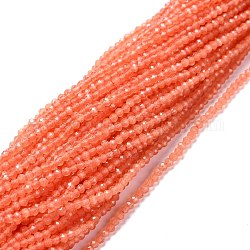 Cat Eye Beads Strands, Round, Faceted, Coral, 2mm, Hole: 0.2mm, 14.17 inch(36cm), 174~184pcs/strand